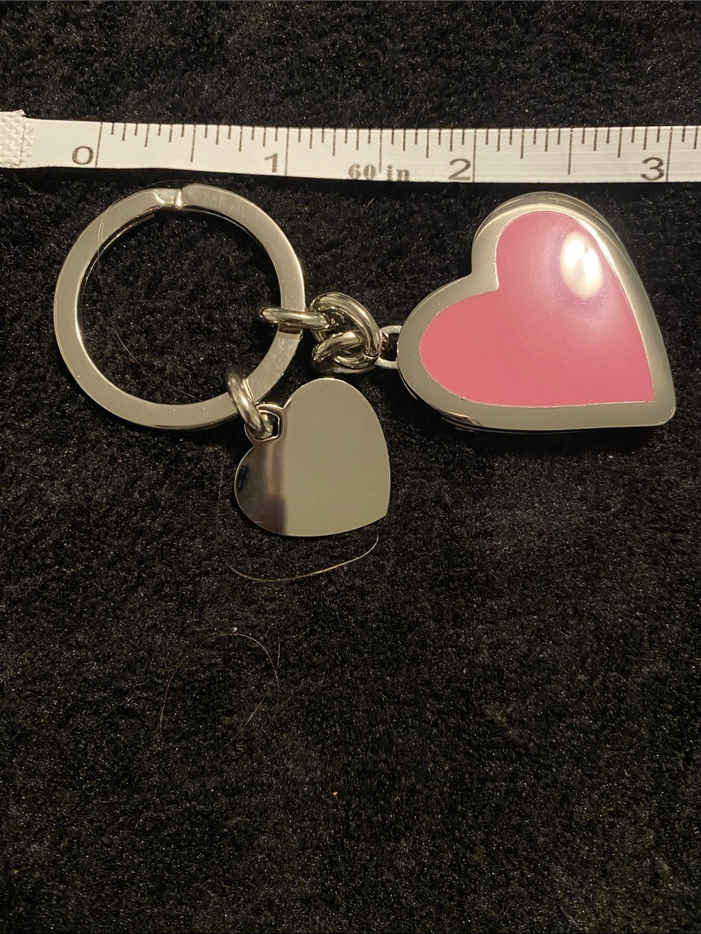 Things Remenbered Pink Heart locket Keychain with Silver heart charm